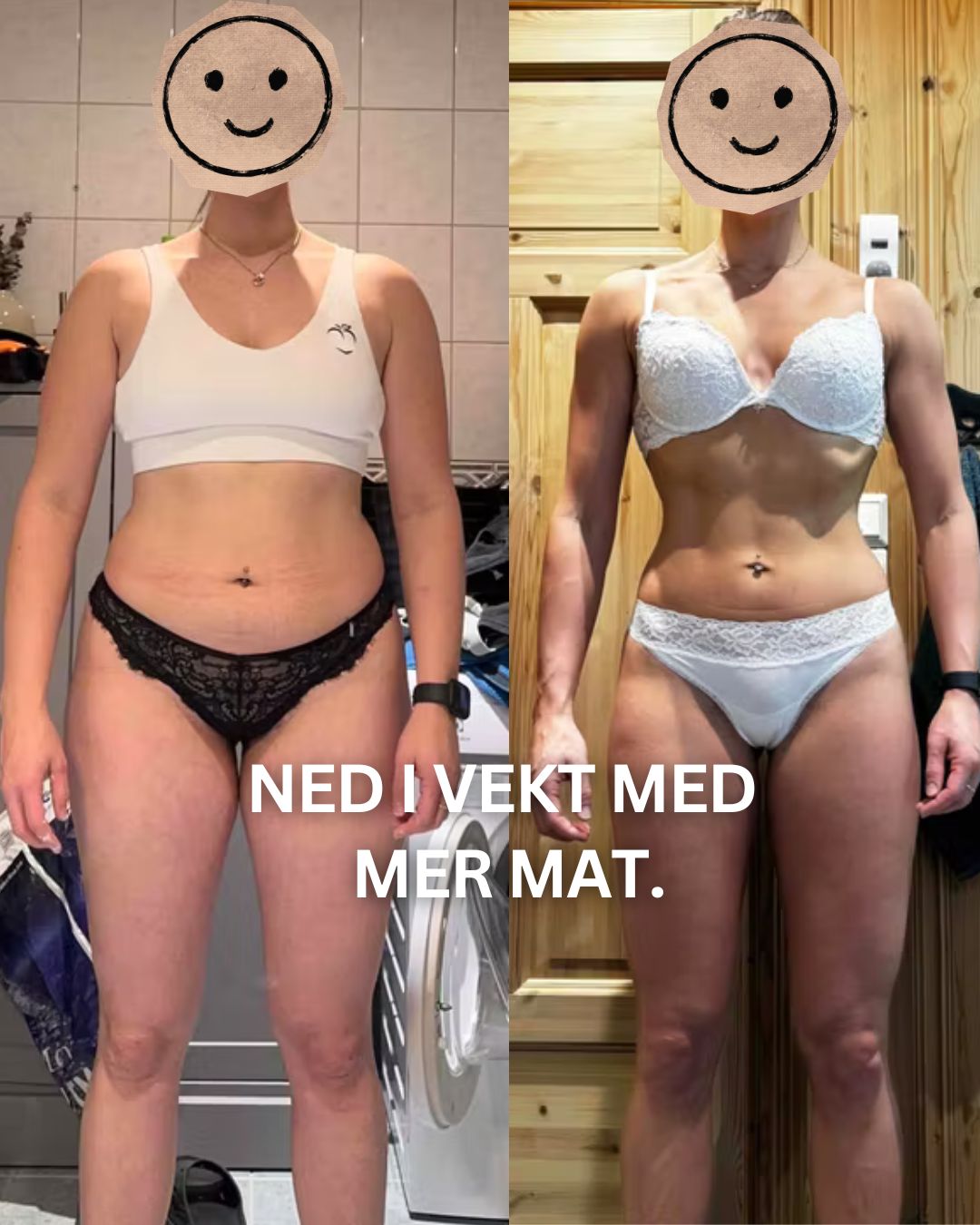 Ragnhild før og etter, fra 81 til 65 kg