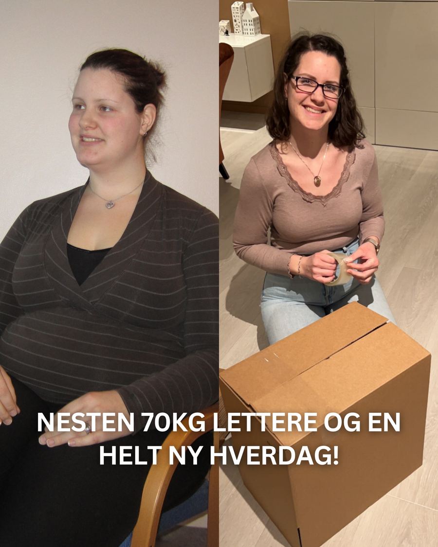 Tove før og etter, nesten 70 kg lettere